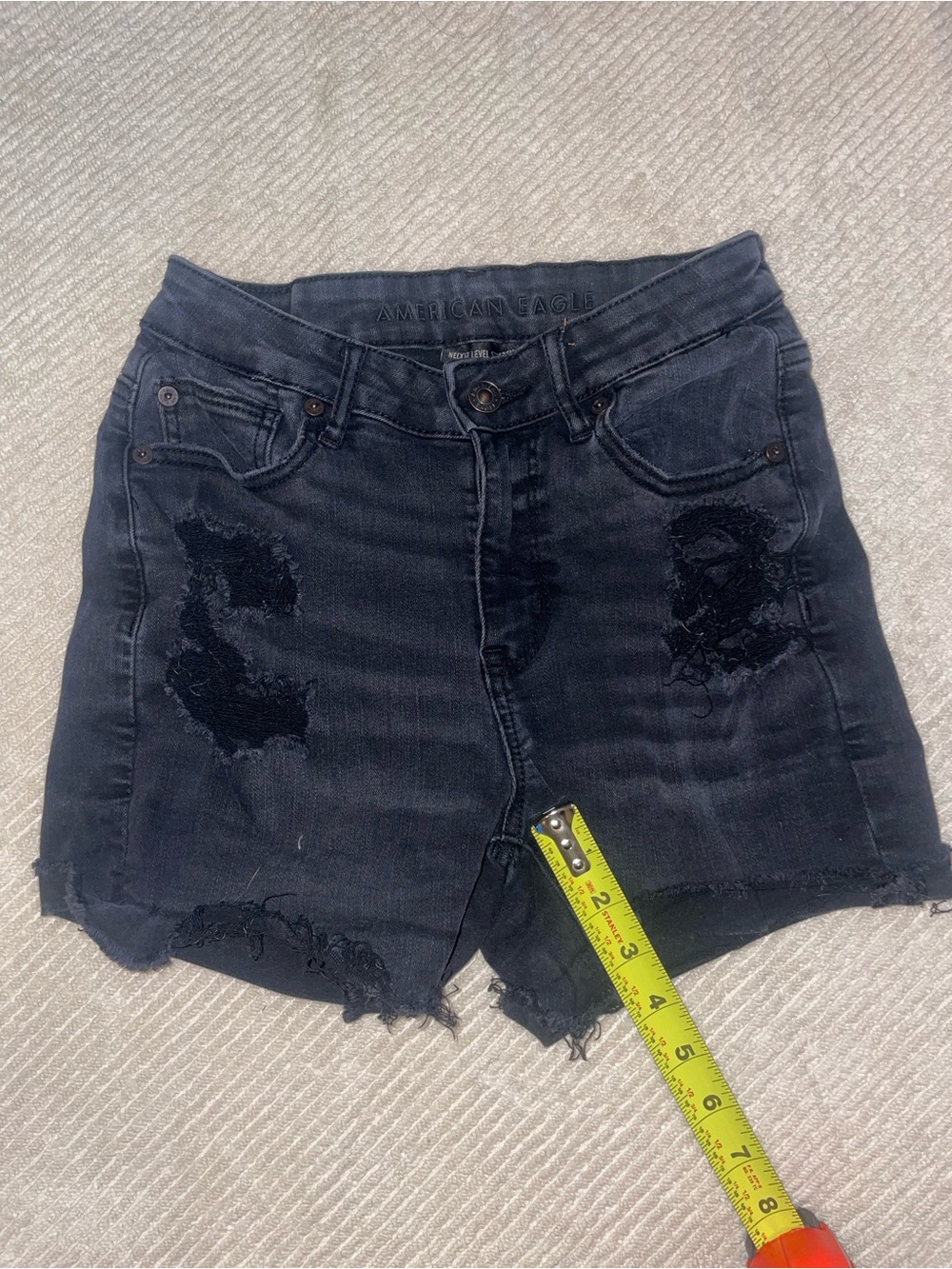 American Eagle Outfitters Next Level Stretch Distressed High-Rise Jean Shorts - Picture 10 of 10